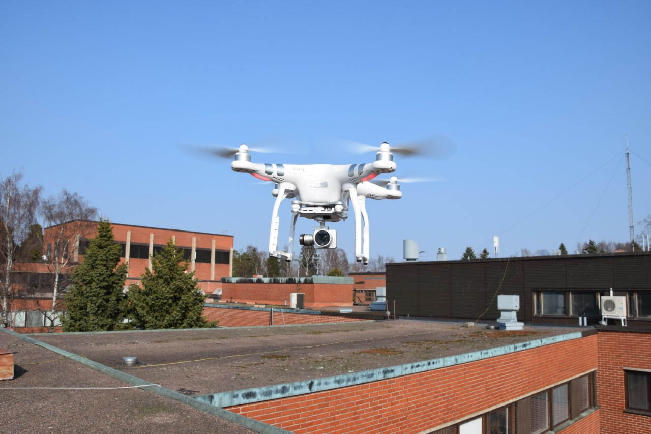 Researchers in Finland used a drone for cell signal propagation testing. Photo: Vasilii Semkin