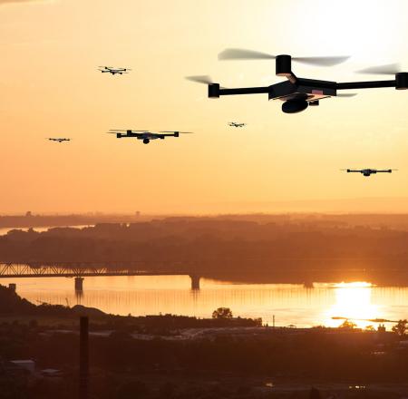 An artist's conception of a drone swarm. Photo: iStockphoto