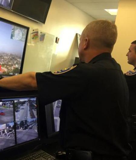 A watch commander views a drone feed. Photo: San Diego News-Tribune