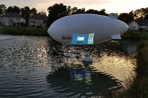 Dronicar's unmanned airship lands on water.